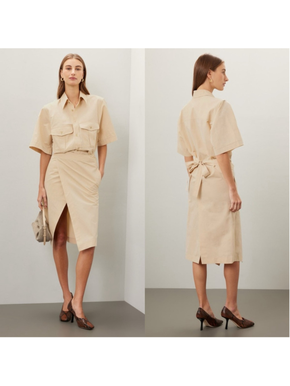Petar Petrov Revenge Dress Resort 2024 Cotton Linen Tan Midi Sz 8